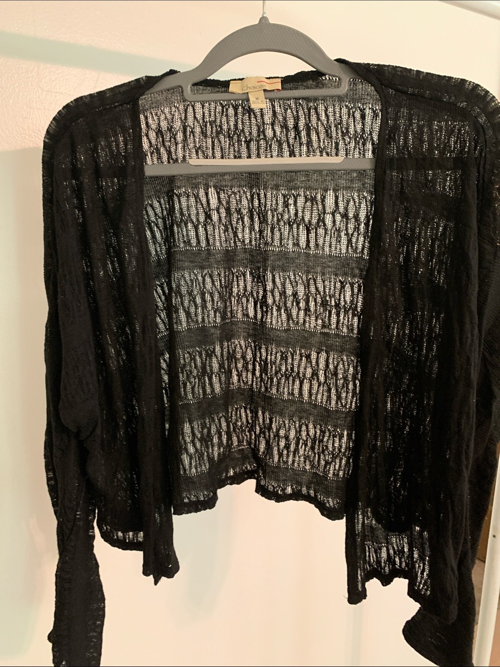 Choices Black Sheer Open-Front Cardigan